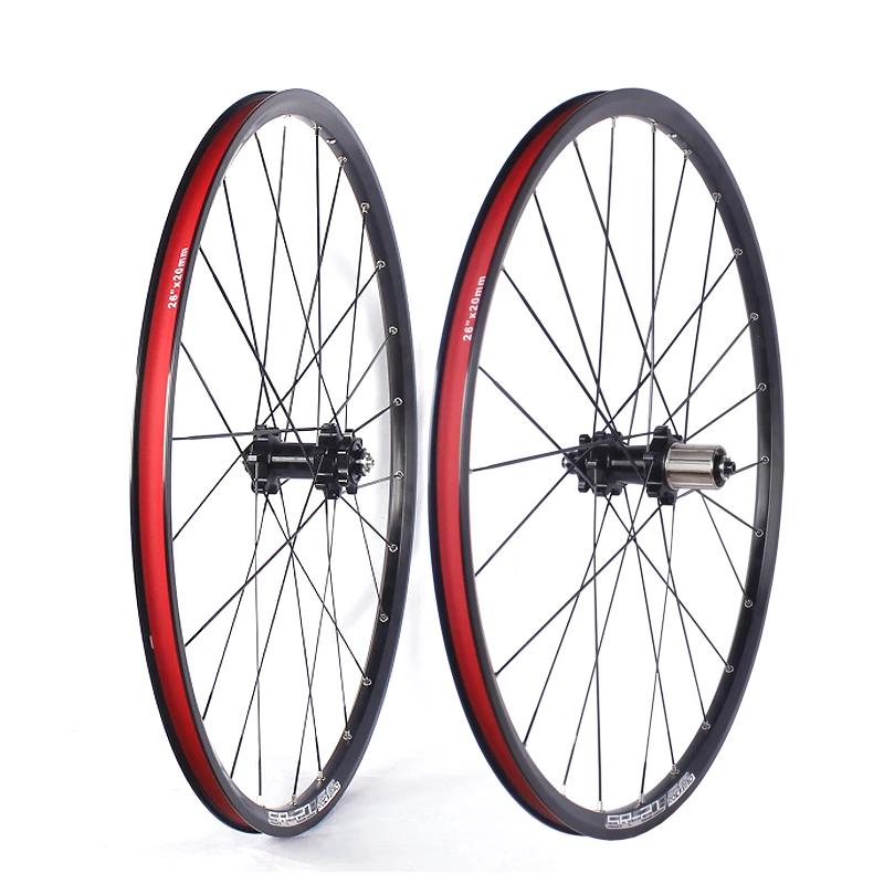 Roue de vélo de montagne 26/27,5/29 pouces, six goujons, tirage droit, 2 roulements, 8-11 vitesses, 24H, en alliage d'aluminium TAOKAS MTB
