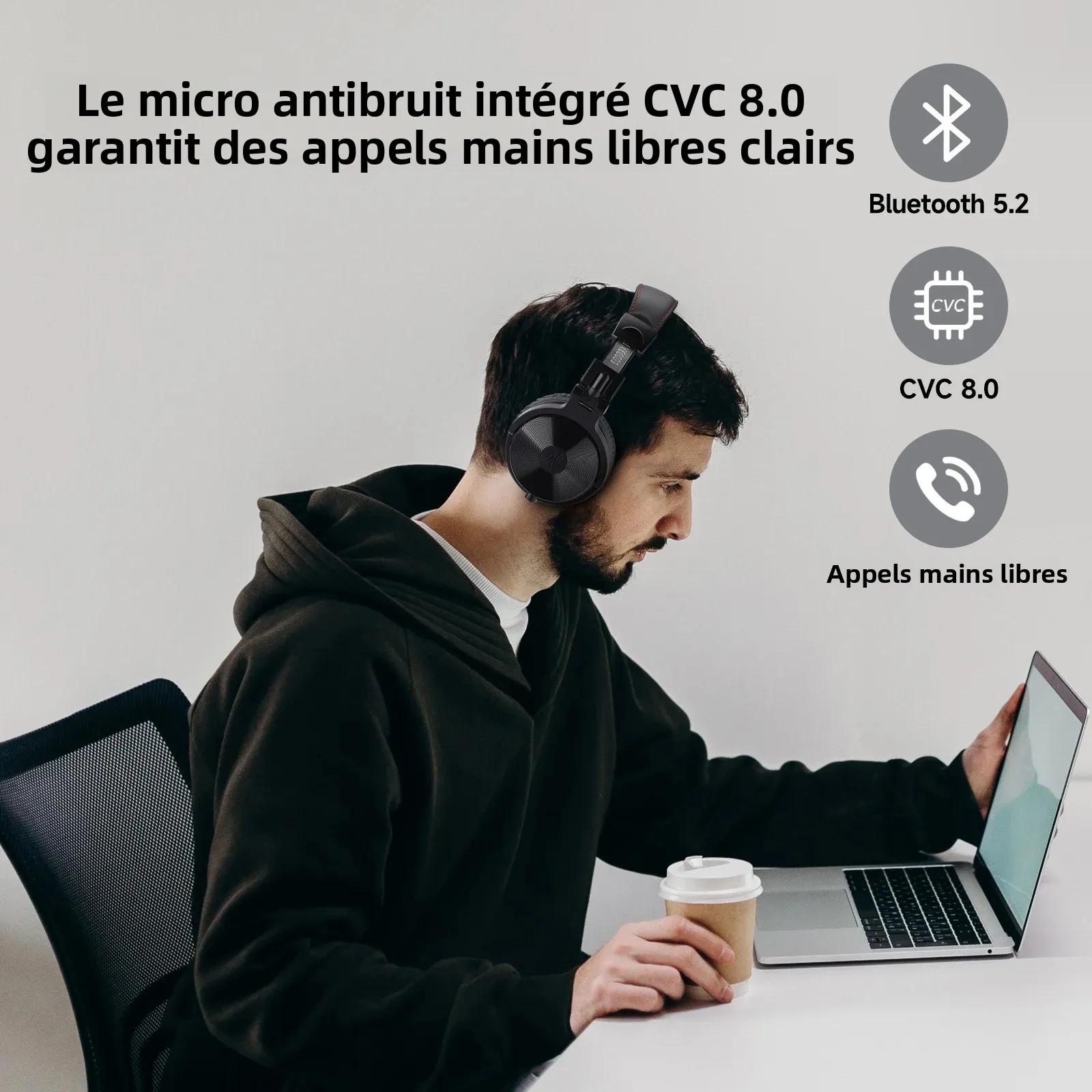 Oneodio Pro C casque sans fil Bluetooth 5.2 sur l'oreille avec Microphone Audio haute résolution