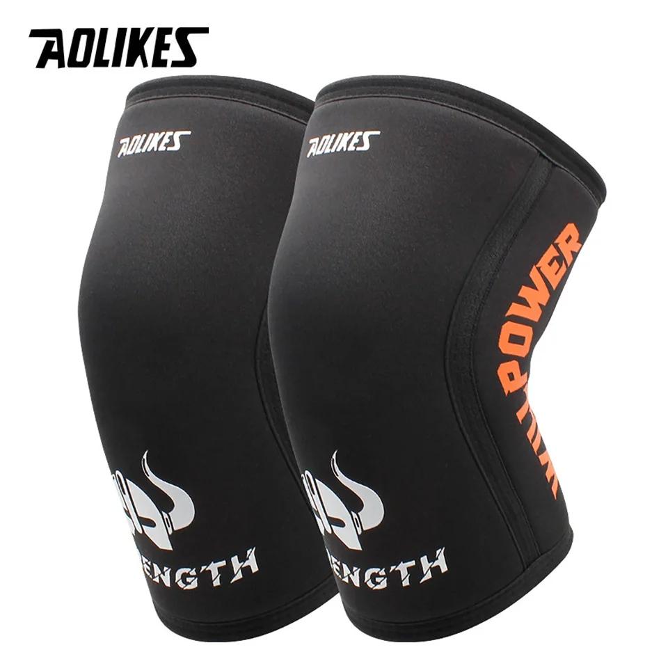 AOLIKES 1 paire 7mm néoprène sport genouillères Compression haltérophilie pressurisé Crossfit entraînement