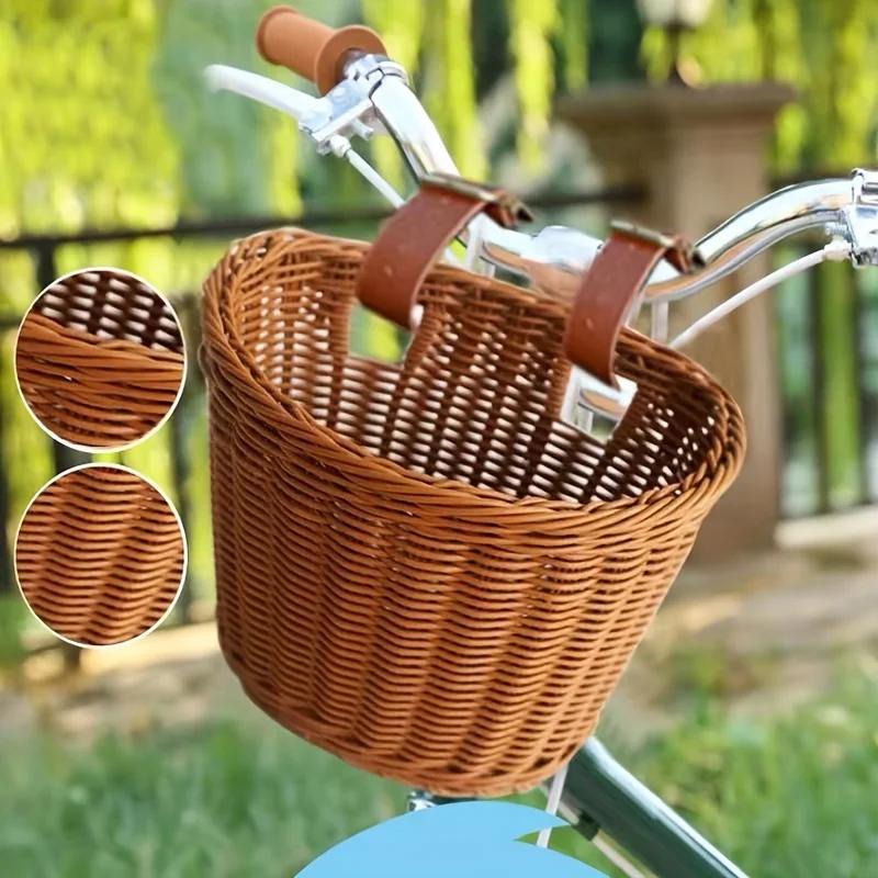 1 panier de vélo, panier de rangement de style tressé