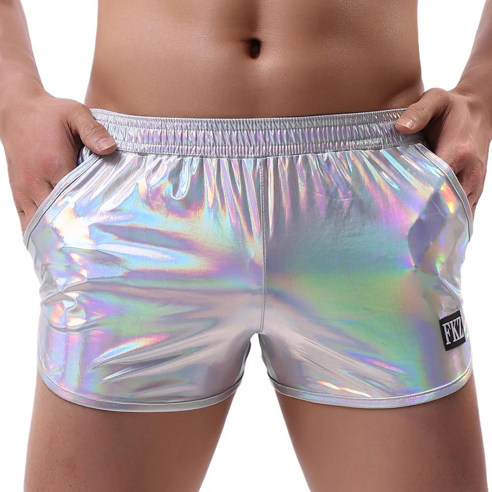Sous-vêtements de mode pour hommes, boxers en similicuir PU, caleçons mi-taille