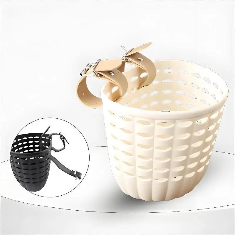 Panier de vélo pour enfants, panier de rangement durable avec sangles réglables en PU, panier de guidon pour enfants, filles, cyclisme en plein air, tout-petits