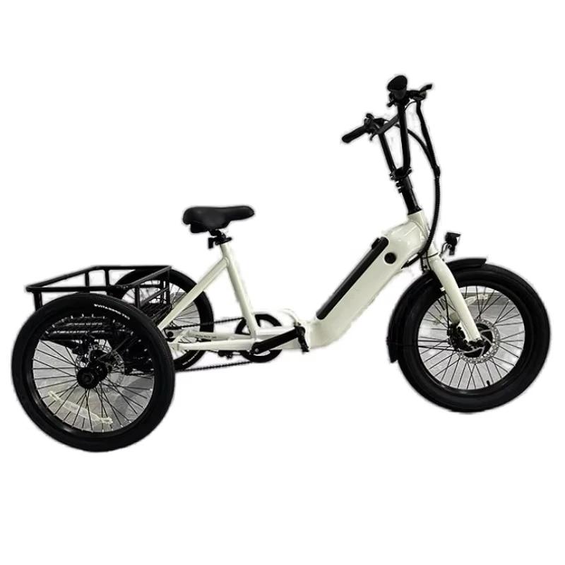Tricycle de vélo électrique pliable à 3 roues pour adultes hors route avec panier de chargement