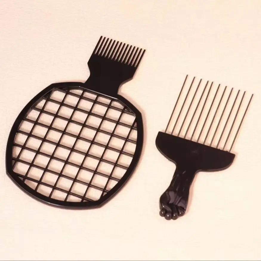 Ensemble de peignes à friser africains avec peigne à aiguilles en acier