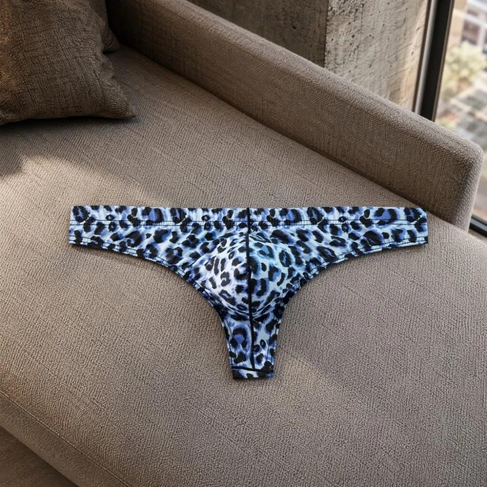 Sous-vêtements pour hommes, lingerie pour hommes, caleçons imprimés léopard, string taille basse, culottes pour hommes, respirantes, fines, slips pour hommes