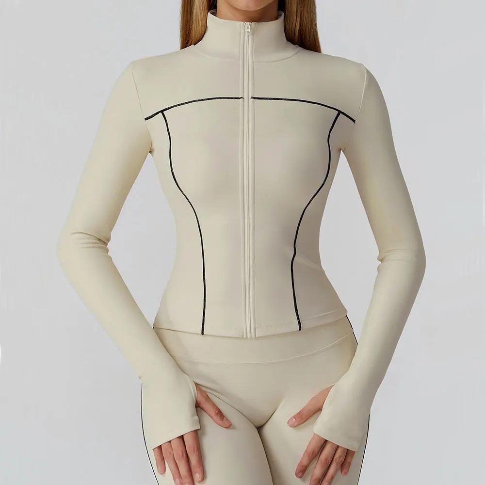 Vêtements de Yoga femmes veste de Sport course chemise à manches longues vestes