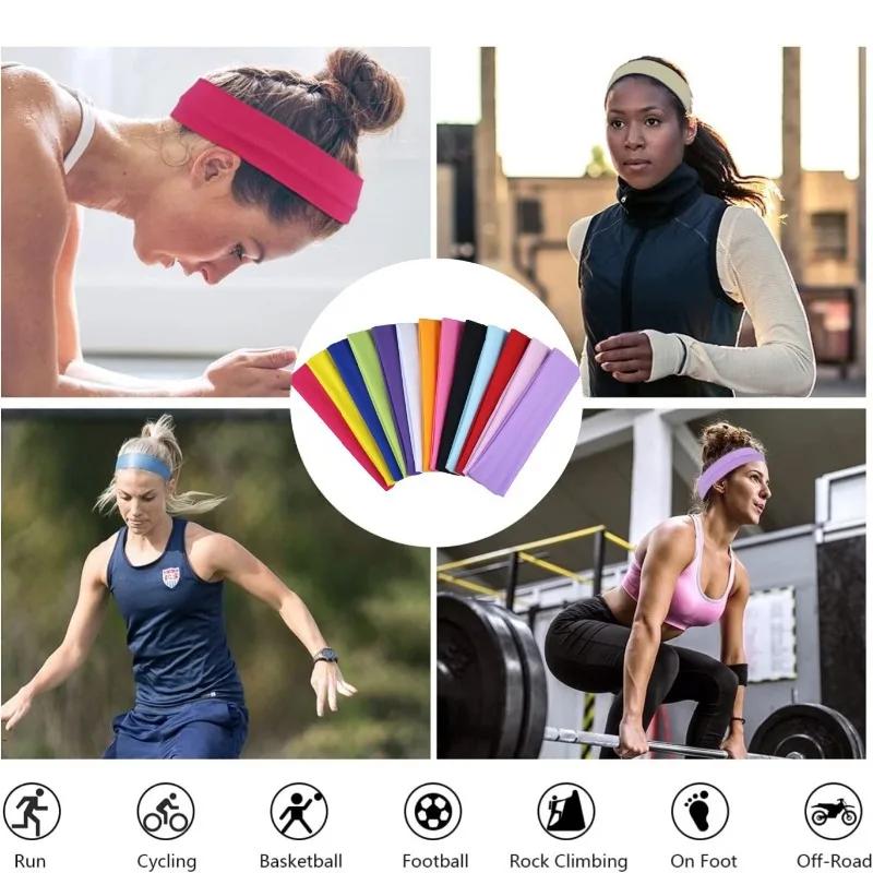 Bande de cheveux élastique bandeaux de mode couleur unie tricoté sport course Fitness Yoga bandes