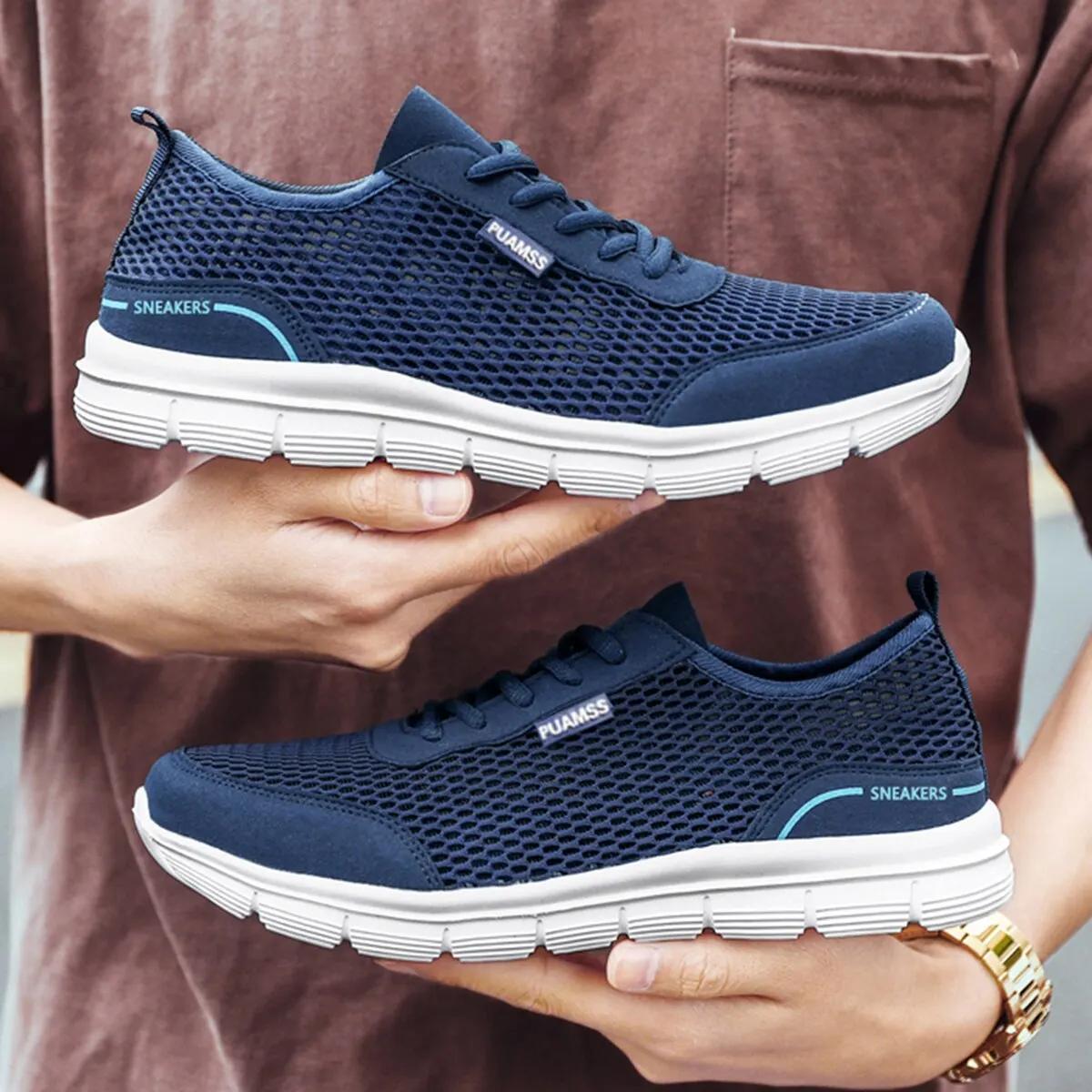 Baskets de course d'été pour hommes - Chaussures légères en maille respirante pour sport