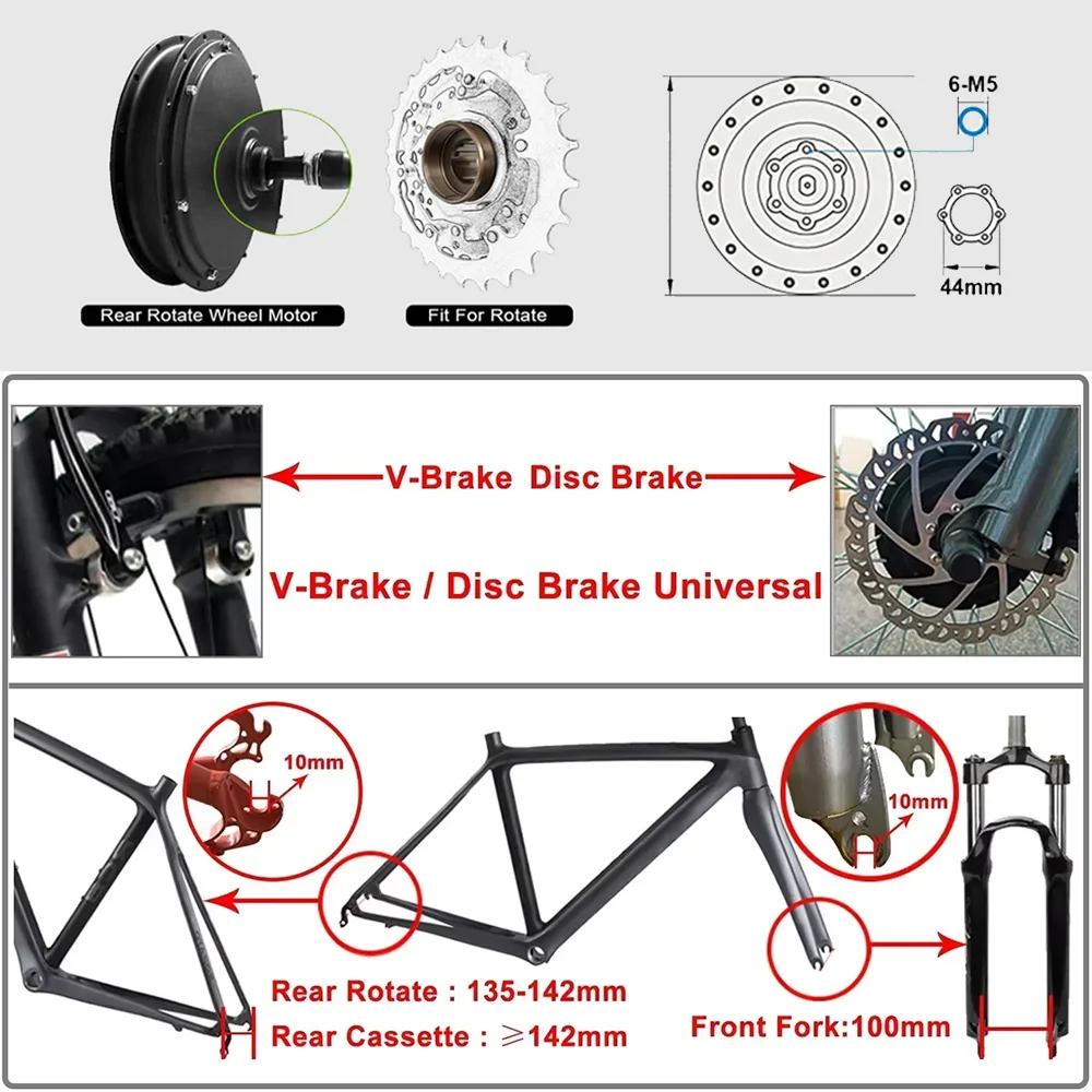 Moteur de moyeu sans balais à grande vitesse pour vélo électrique, roue libre avant et arrière, 36V, 250W, 350W, 48V, 500W