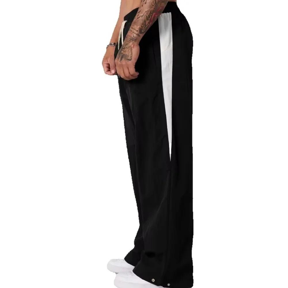 Pantalon de survêtement pour hommes, ample, décontracté, jambes larges, tendance, sport, épissage, respirant, pantalon de sport américain, nouvelle collection automne 2025