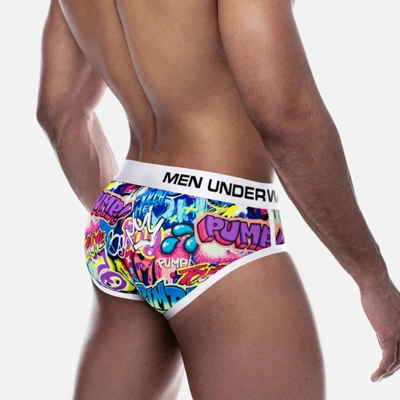 Sous-vêtements d'été pour hommes : Slips à imprimés amusants, caleçons graffiti, jockstraps taille basse, rehausseurs de fesses, sous-vêtements masculins