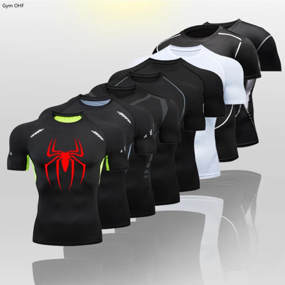 T-shirt compression homme manches longues Rashguard élastique Fitness course super-héros