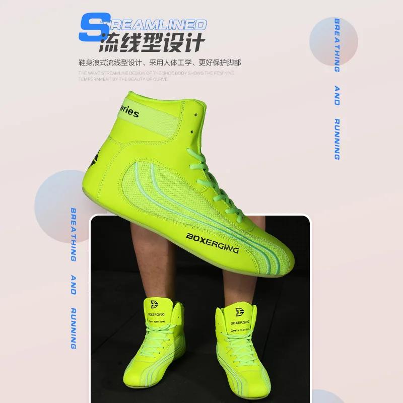 Chaussures de lutte boxe combat adultes Sanda bottes hautes Muay Thai entraînement fitness squats robustes pour arts martiaux et activité physique