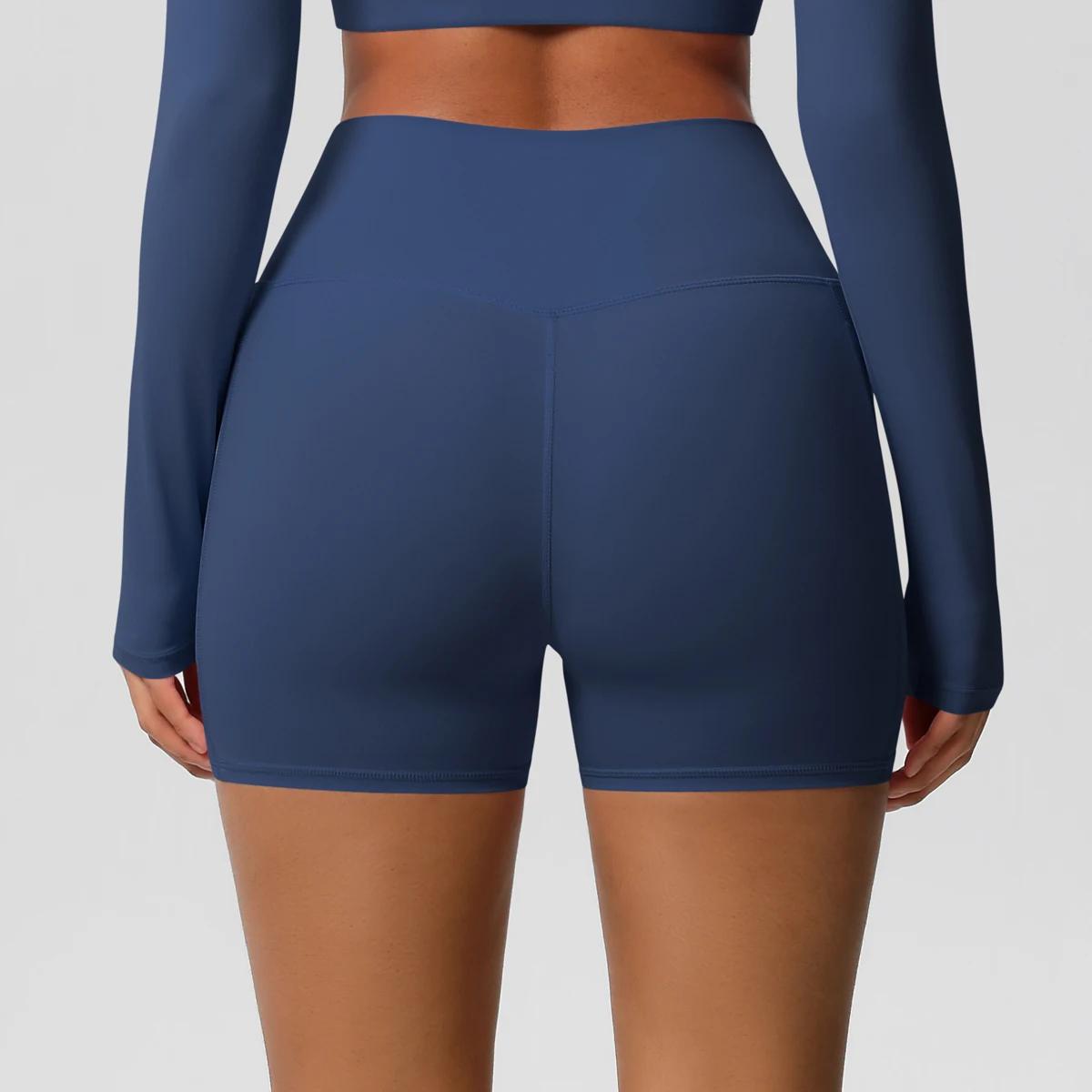 Short de Yoga femme en Nylon couleur unie - Avec poches pour cyclisme