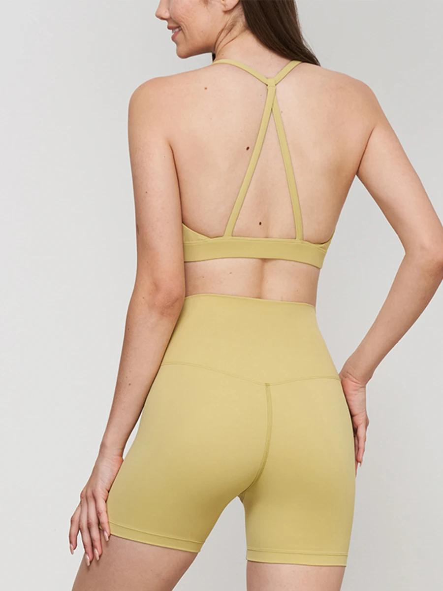 Ensemble short yoga femme 2024 - Gilet antichoc taille haute respirant ajusté sexy