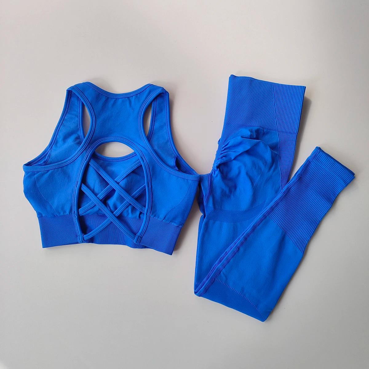 Survêtement femme ensemble yoga fitness - Soutien-gorge + leggings taille haute combinaison sport sans coutures
