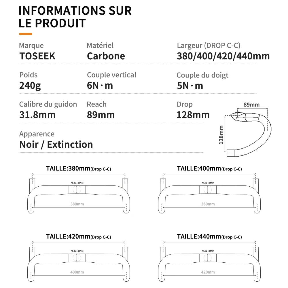 TOSEEK – guidon en carbone pour vélo de route