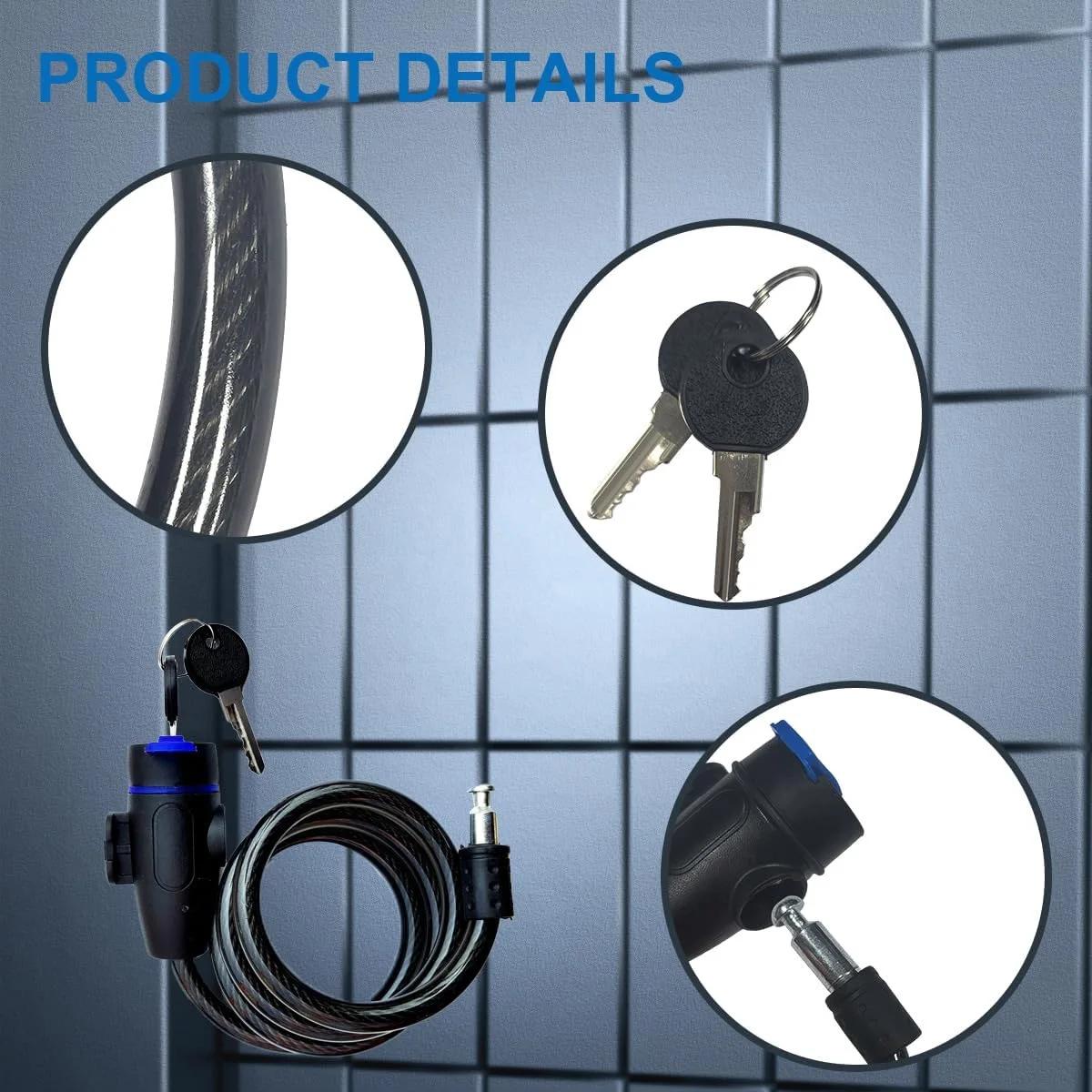 Serrure de câble de vélo avec clés, haute sécurité, antivol, résistant aux cisailles, serrure universelle pour chaîne de moto et Scooter, accessoires de vélo
