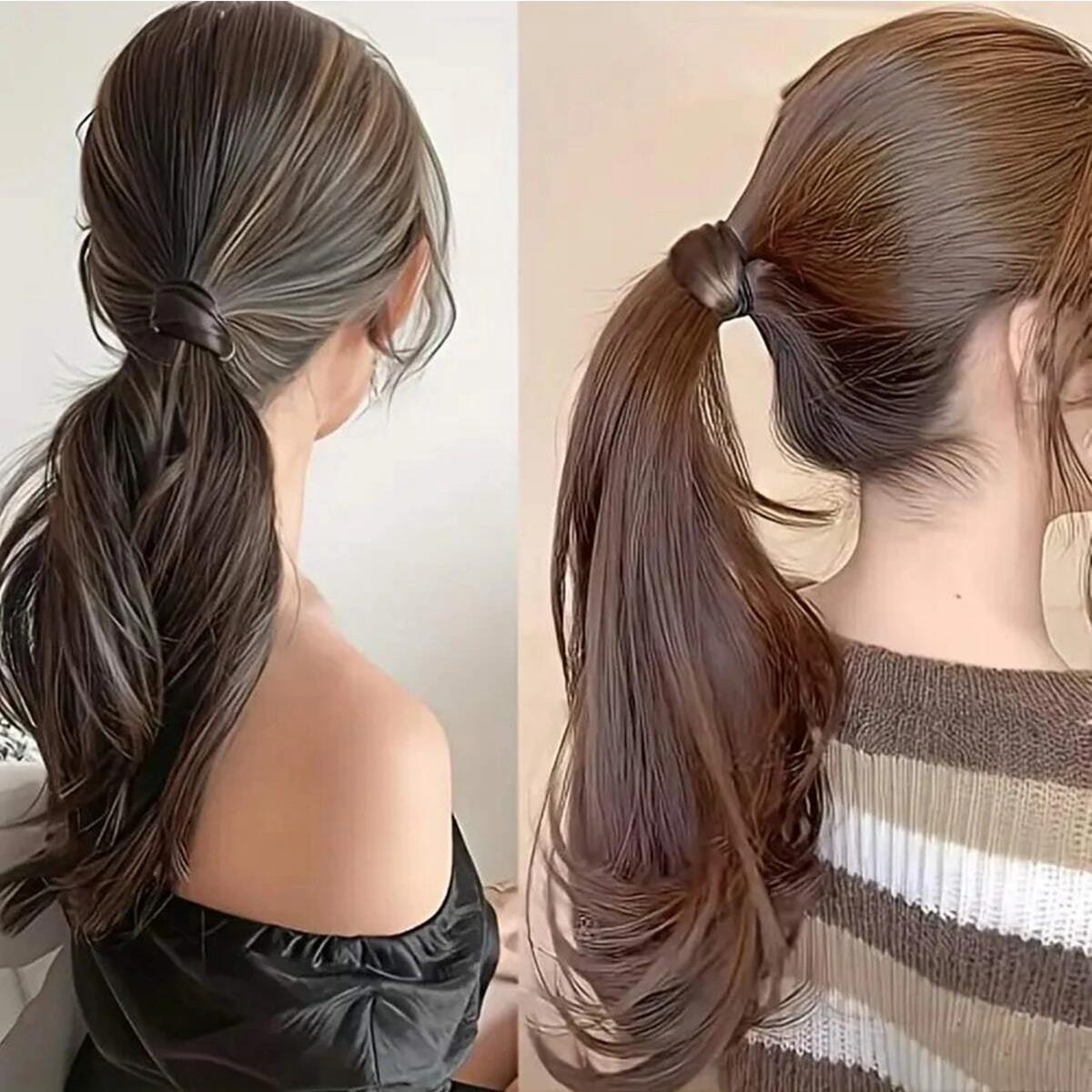 Élastique à cheveux, Attache pour perruque artificielle, Anneau à cheveux tendance pour perruque, Accessoire élastique pour queue de cheval droite