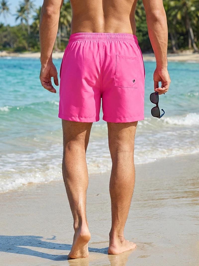 Maillot de bain pour homme avec doublure en maille poches latérales court de plage solide et séchage rapide pour activités nautiques et vacances