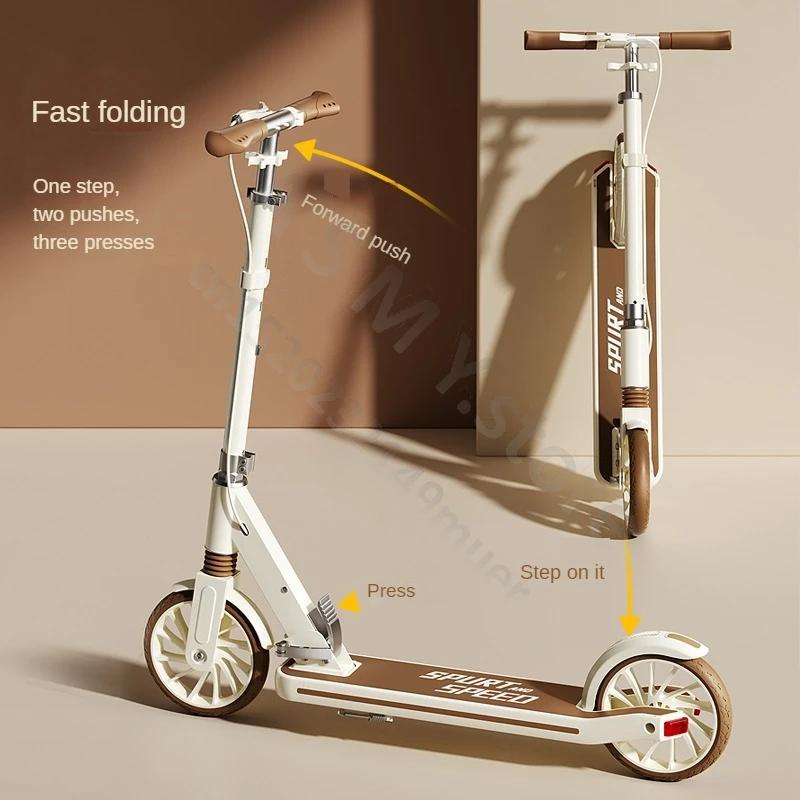 Trottinette pour enfants, vélo pliable, grande roue coulissante pour enfants, trottinette à deux roues pour adultes de 5 à 15 ans