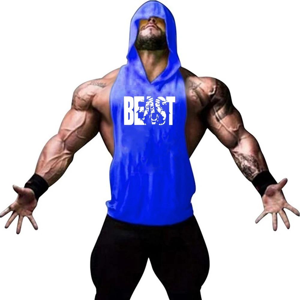 Gilet à capuche confortable hommes sweat décontracté fitness entraînement lettre imprimée mode estivale