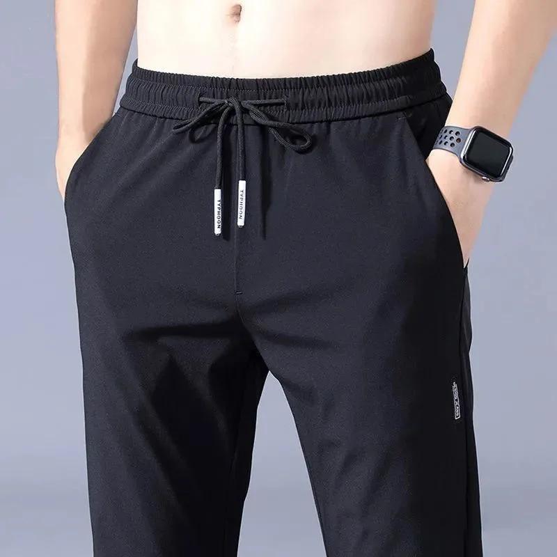 Pantalons pour hommes 2025 été nouveau noir gris mince affaires pantalons décontractés en plein air élastique respirant jambe droite pantalons de survêtement