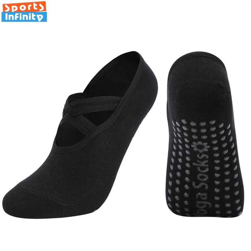 Chaussettes yoga femmes bretelles croisées dos nu - Antidérapantes professionnelles Pilates et ballet