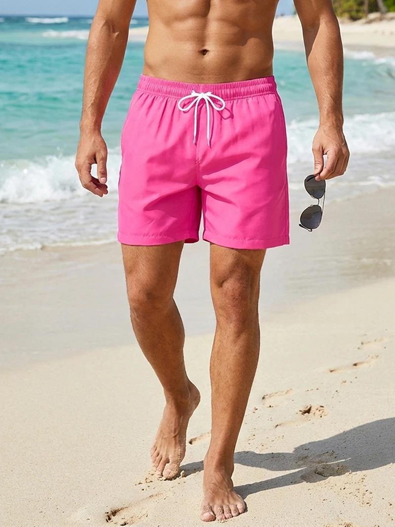 Maillot de bain pour homme avec doublure en maille poches latérales court de plage solide et séchage rapide pour activités nautiques et vacances