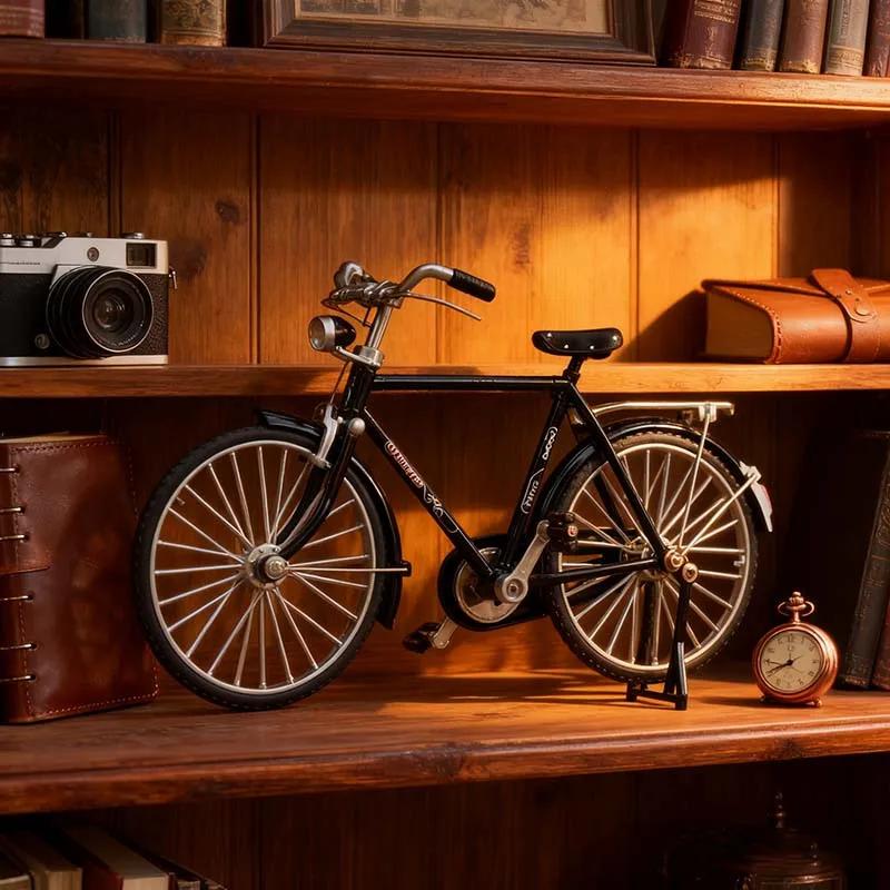 Kit de construction de modèle de vélo vintage avec 51 pièces, grand modèle miniature à assembler soi-même, décoration de collection et cadeau pour la maison et le bureau