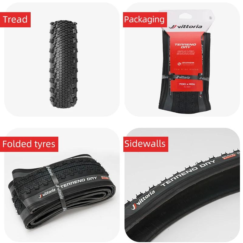 Pneu de vélo de route sans chambre à air Vittoria 700x33C/37C/40C TERRENO DRY Gravel Endurance 120TPI pour le cyclisme longue distance