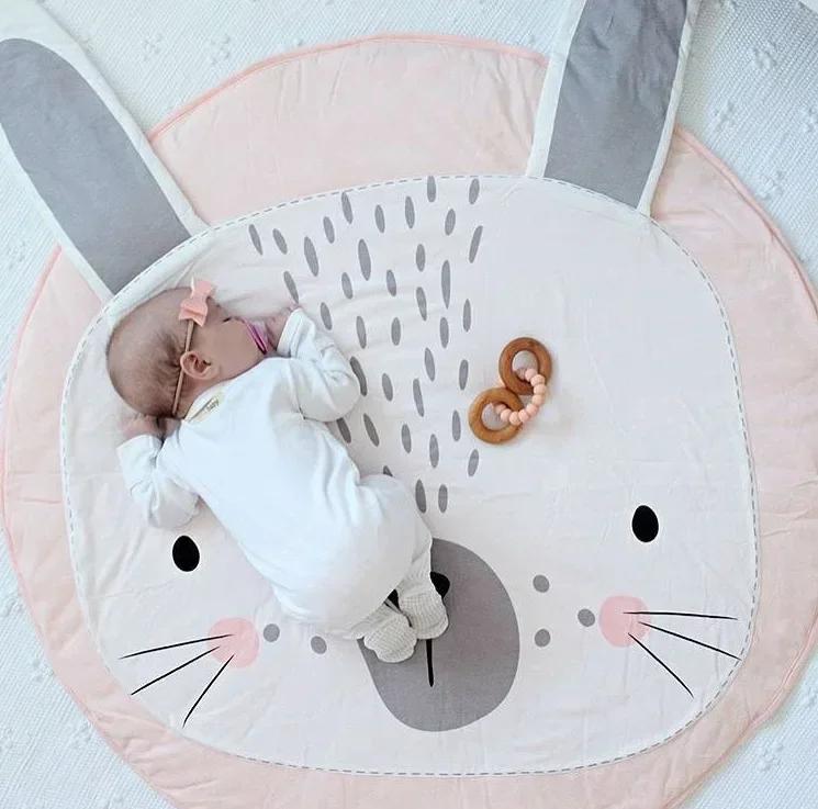 Tapis pour bébé, couverture de ramper pour nourrissons, tapis de jeu en coton, tapis rond à motif d'animaux de dessin animé, tapis de sol pour chambre d'enfant, accessoires de photographie pour nouvea