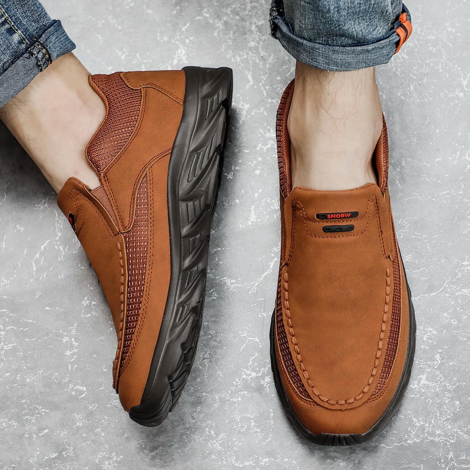 Mocassins homme cuir respirants 2024 - Baskets plates confortables - Chaussures décontractées nouveau modèle