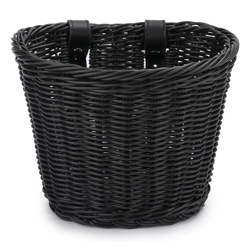 Panier de vélo traditionnel multifonction pour guidon avant, panier de vélo étanche tissé à la main pour enfants