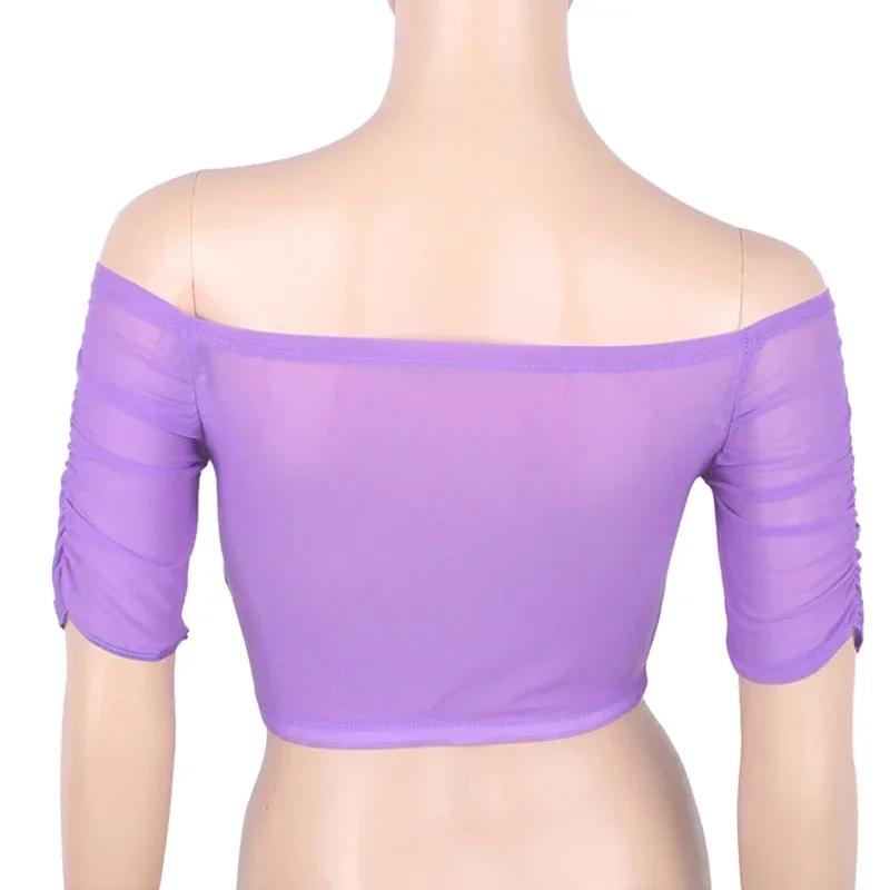 Haut transparent élastique danse ventre femme - Vêtements classe carnaval costumes accessoires