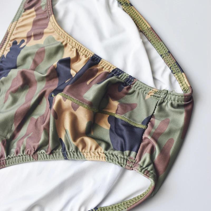 Sous-vêtements pour hommes slips de Camouflage pour hommes Sexy Cuecas Calzoncillos Bikini U poche slips caleçons hommes lingeries respirantes