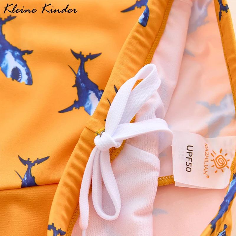 Maillot de bain manches longues enfants protection UV UPF50 vêtement plage garçon requin orange