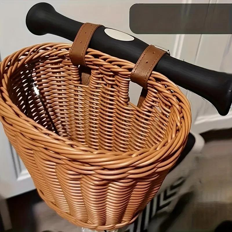 1 panier de vélo, panier de rangement de style tressé