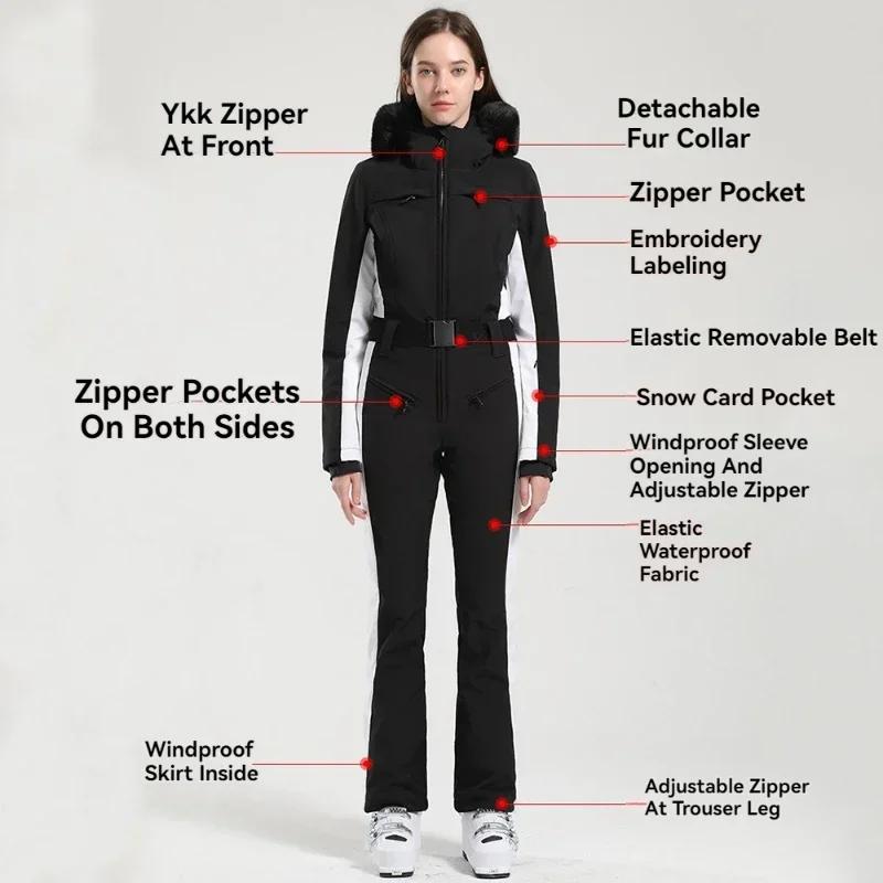 Combinaisons de ski imperméables coupe-vent pour femmes