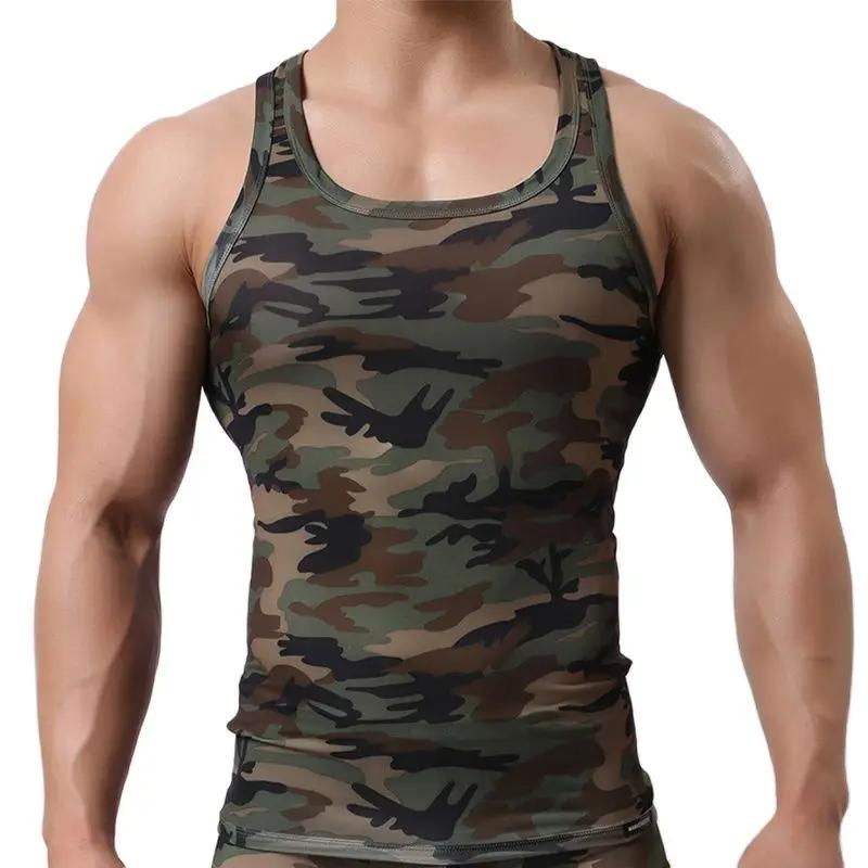 Débardeur Homme Camouflage Séchage Rapide pour Fitness et Musculation – Gilet Élastique Sans Manches