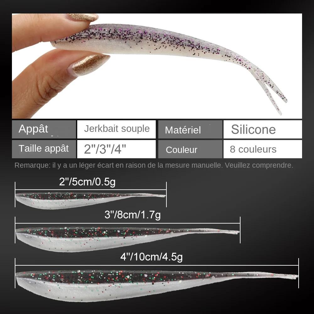 Spinpoler 2 "3" 4 "Seigneurs de pêche souples Jerk Minnow Shad Drop Shot appât souple Swimbait queue fendue pour bar tru
