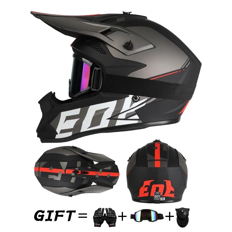 Casque de moto tout-terrain, rallye, descente, casque intégral avec lunettes, adapté à toutes les saisons, pour hommes, femmes et enfants