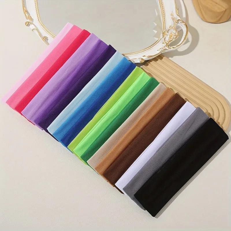 Bande de cheveux élastique bandeaux de mode couleur unie tricoté sport course Fitness Yoga bandes