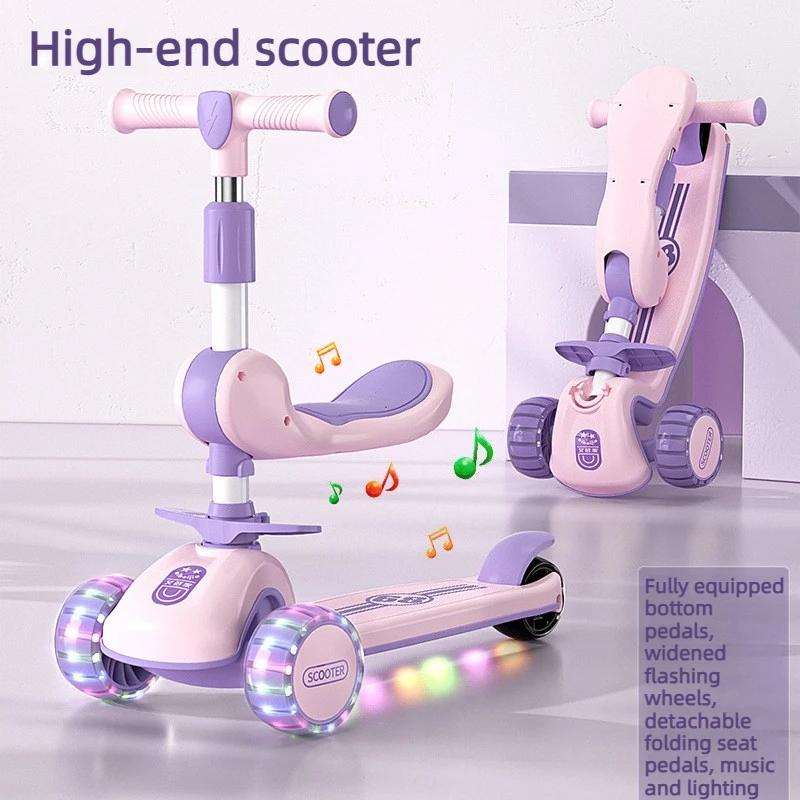 Nouvelle trottinette pour enfants de 1 à 3-6-10 ans, trottinette trois en un pour filles, garçons et bébés. Promenade en scooter