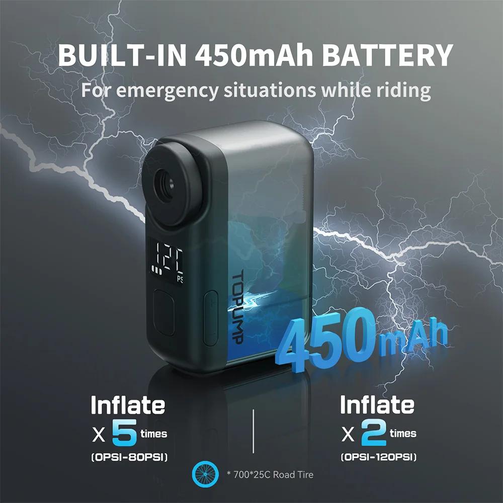 TOPUMP TB2 PRO Mini pompe électrique Portable pour vélo gonfleur de pneus sans fil 120PSI Max 450mAh batterie avec écran charge rapide