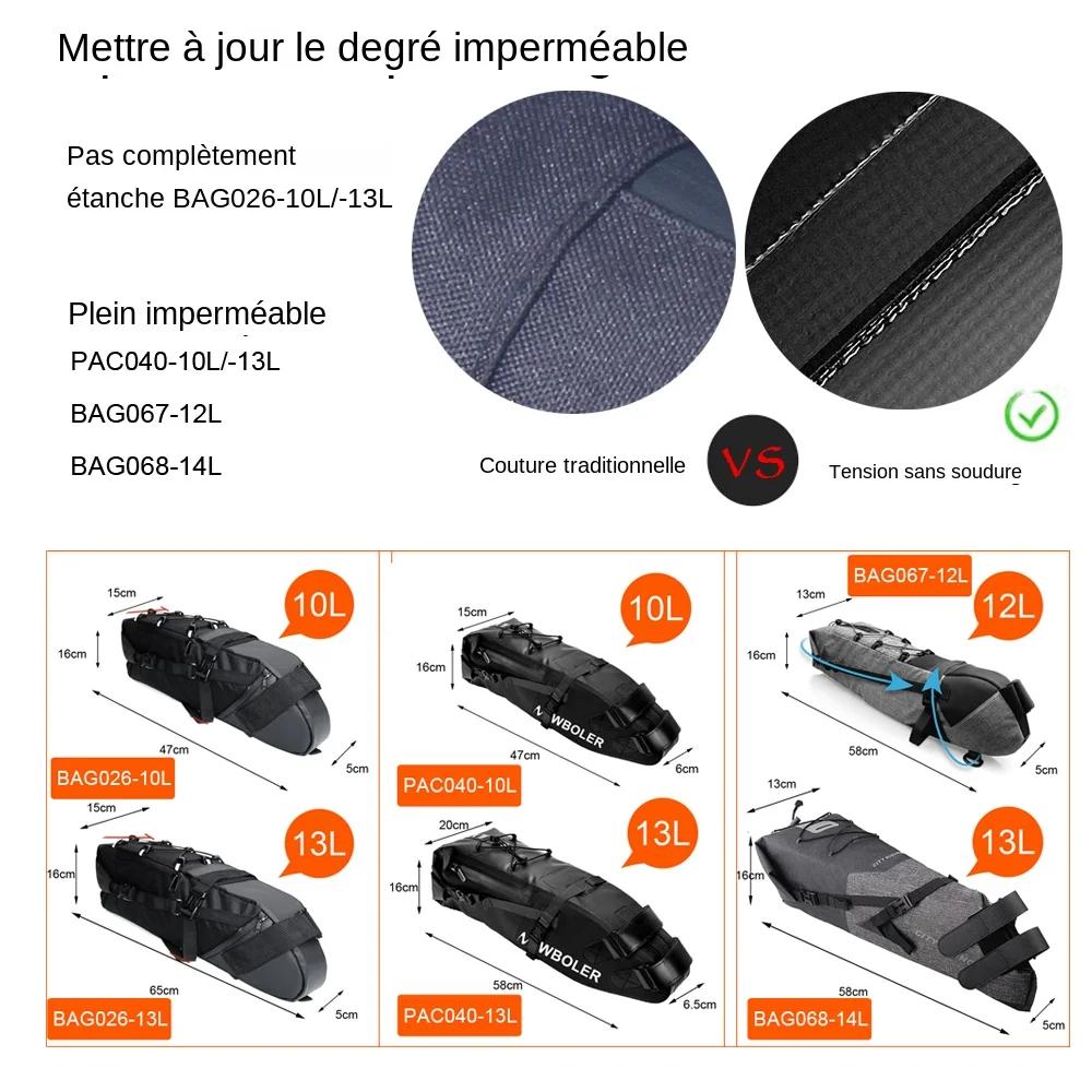 NEWBOLER sac de vélo étanche 13L grande capacité sac de selle