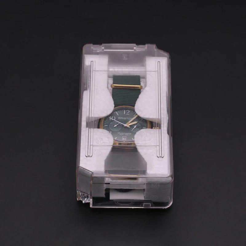 Boîte de rangement de bijoux universelle, boîte de montre pour hommes, boîte de montre Vintage transparente à grille unique, coffrets cadeaux de noël
