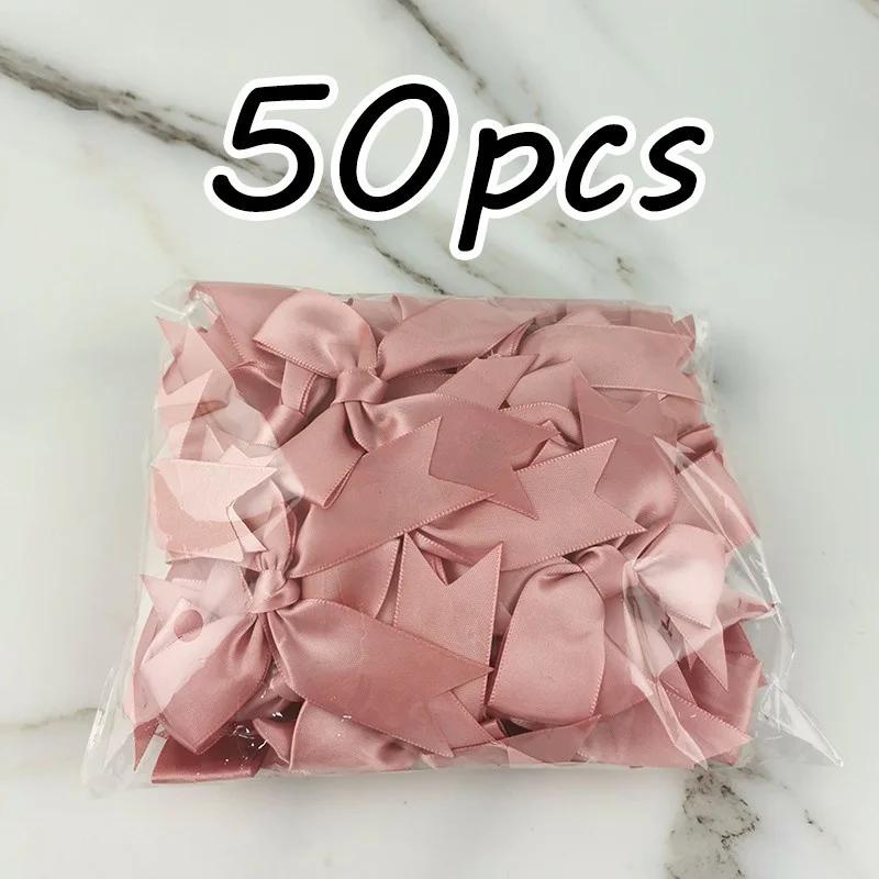 (50 pièces/paquet) 85*85mm ruban rose frais nœuds de petite taille
