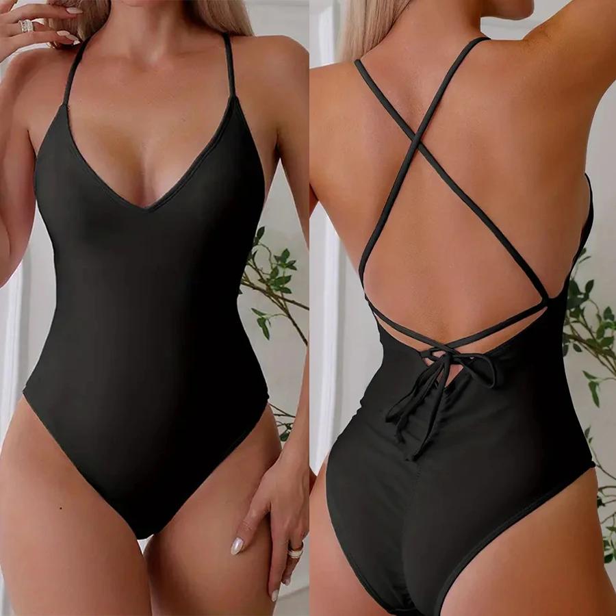 Maillot de bain une pièce femme 2025 - Bikini sexy grande taille pour plage et piscine - Modèle solide et tendance