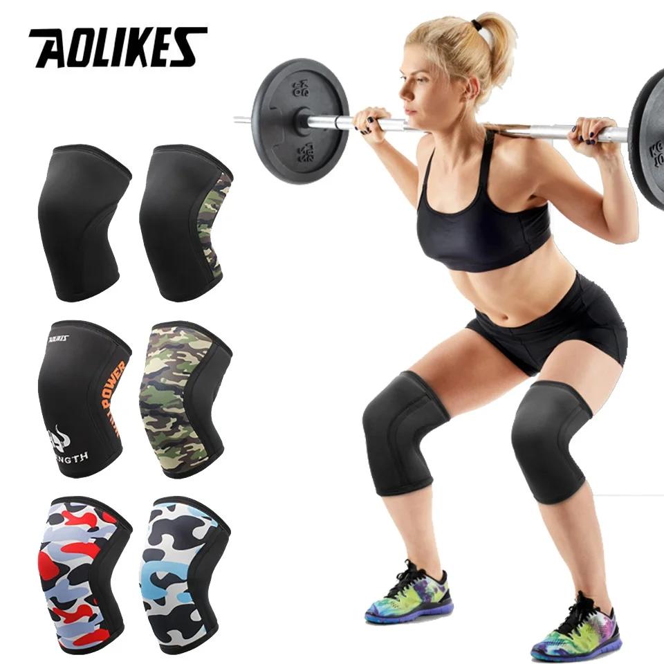 AOLIKES 1 paire 7mm néoprène sport genouillères Compression haltérophilie pressurisé Crossfit entraînement